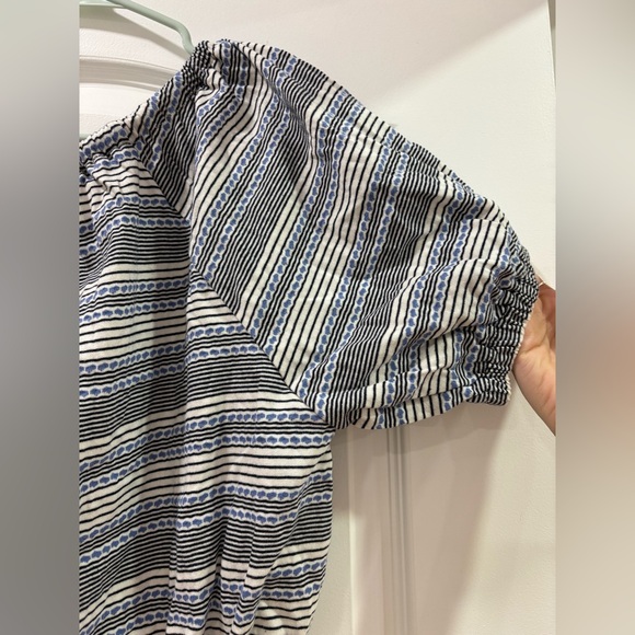 New Madewell Womans Sz Small Blouse Striped Jacquard Keyhole Crop Top NWT - Picture 6 of 6